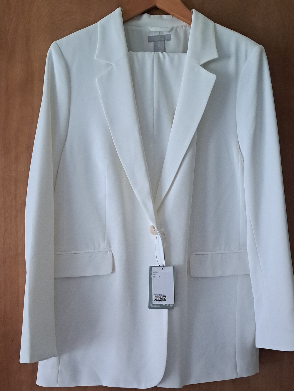 H&M White Single-Button Tailored Blazer/suit
